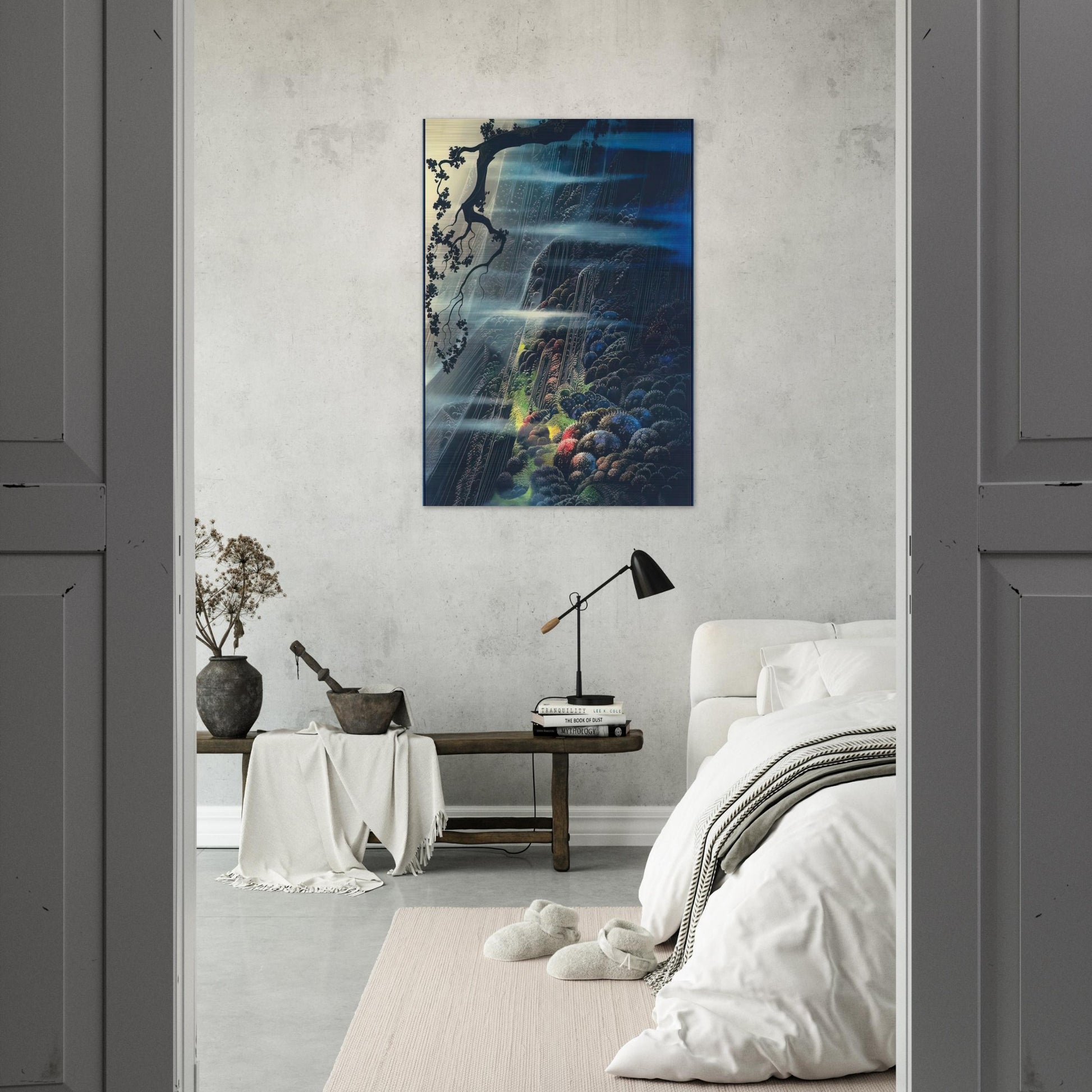 Evening Magic - Eyvind Earle Brushed Aluminum Print - 70x100 cm / 28x40 inches | Eyvind Earle Aluminum Print | Eyvind Earle Prints