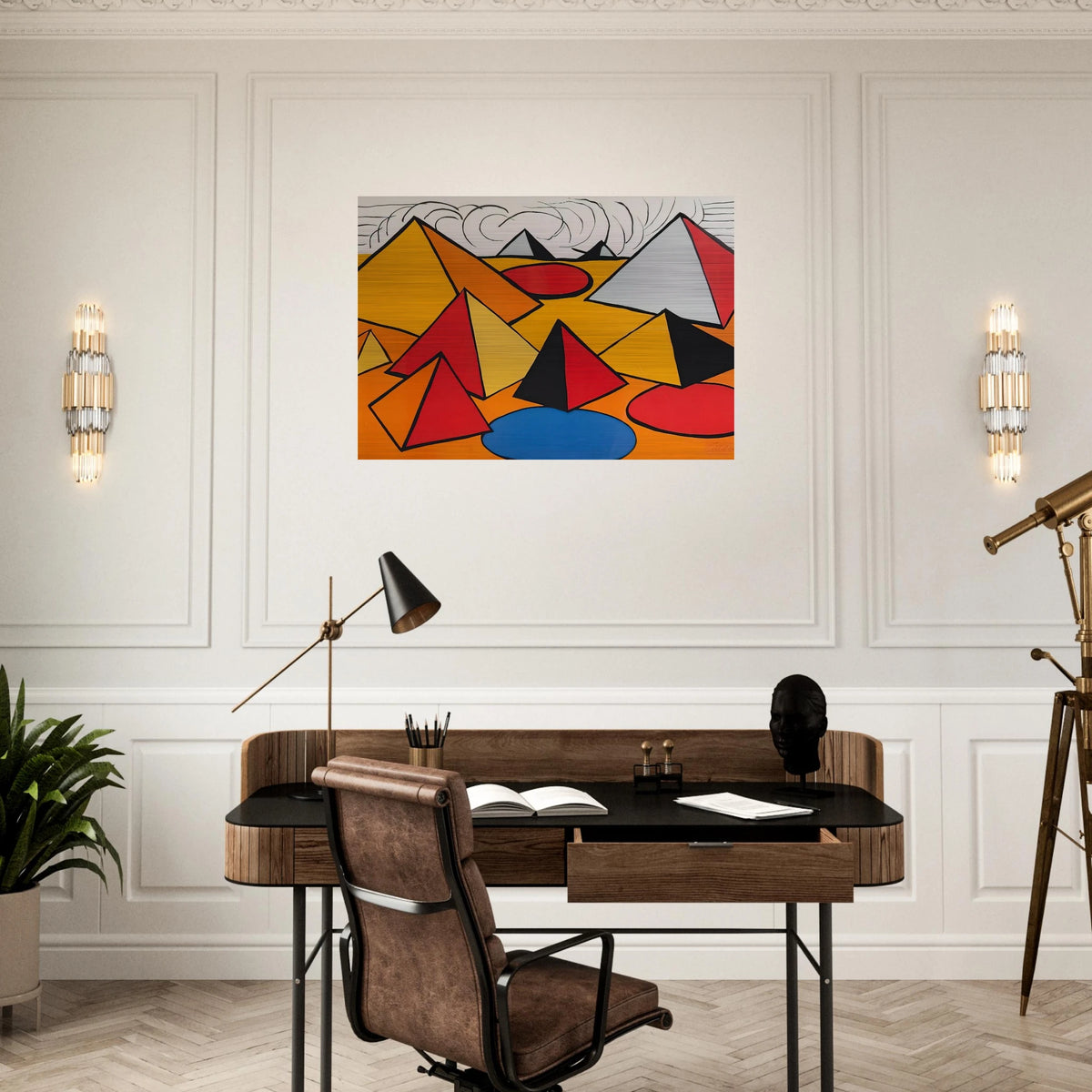 PRYAMIDS AND CLOUDS 1970 - Alexander Calder Brushed Aluminum Print - 70x100 cm / 28x40 inches | Alexander Calder Aluminum Print | Alexander Calder Prints