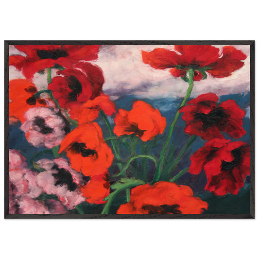 Large Poppies - Emil Nolde 70x100 cm / 28x40 inches Framed Art Print – Black Wooden Frame