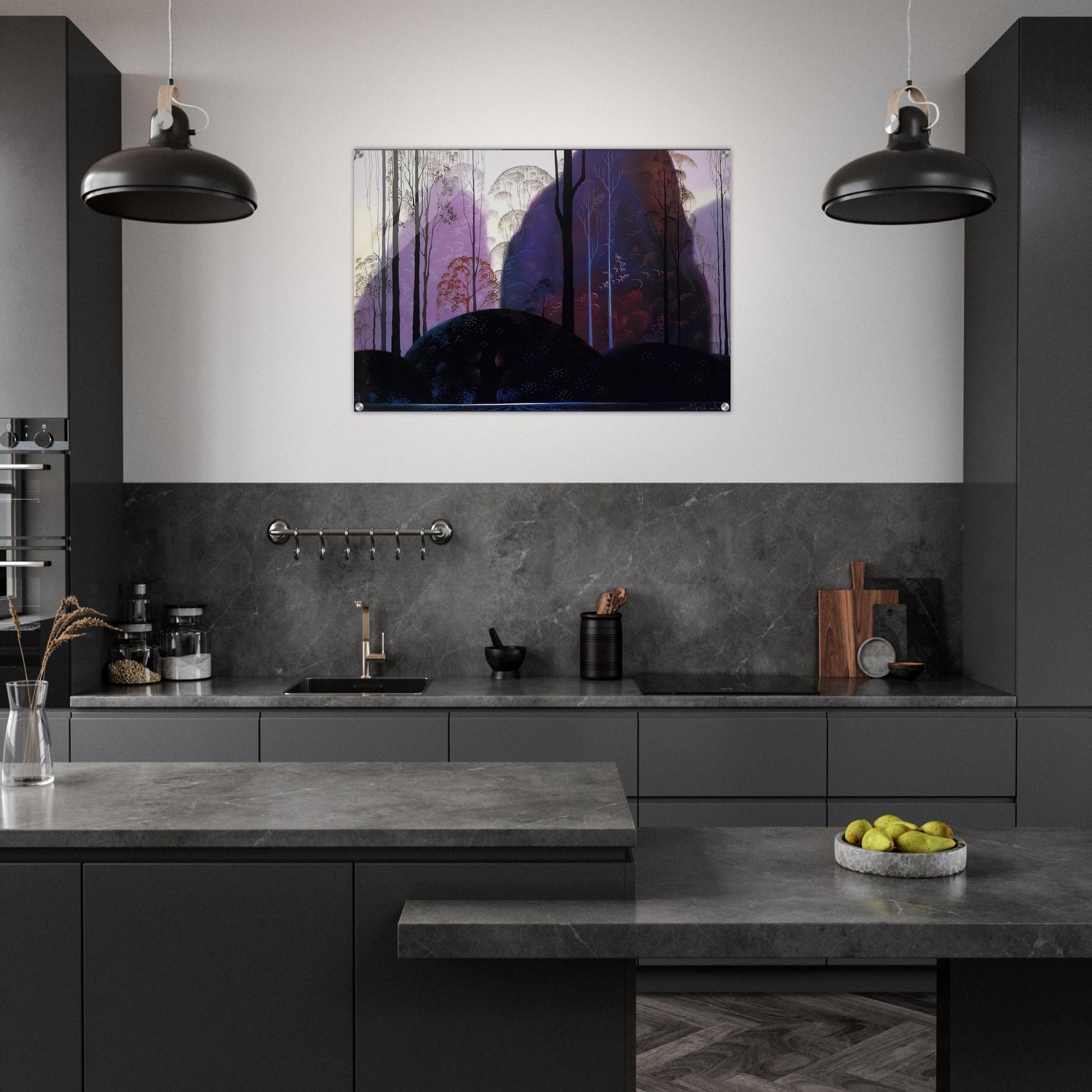 Mauve Redand Purple - Eyvind Earle Acrylic Print - 70x100 cm / 28x40″ inches
