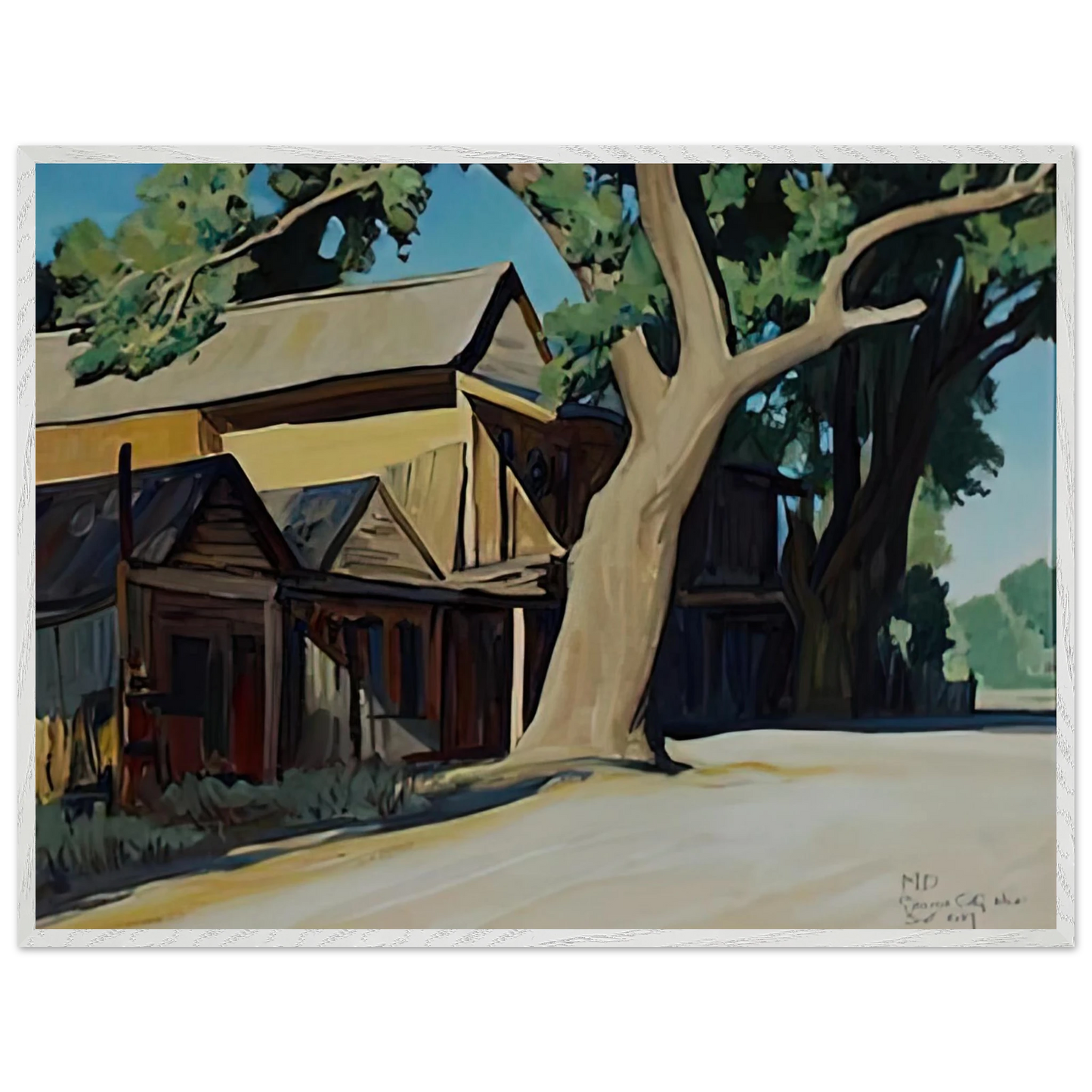 Maynard Dixon - OLD CHINATOWN CARSON CITY NEVADA 1937 Wall art - 50x70 cm / 20x28 inches - Premium Wooden Framed Poster With Fine Art Paper-canvas - White frame