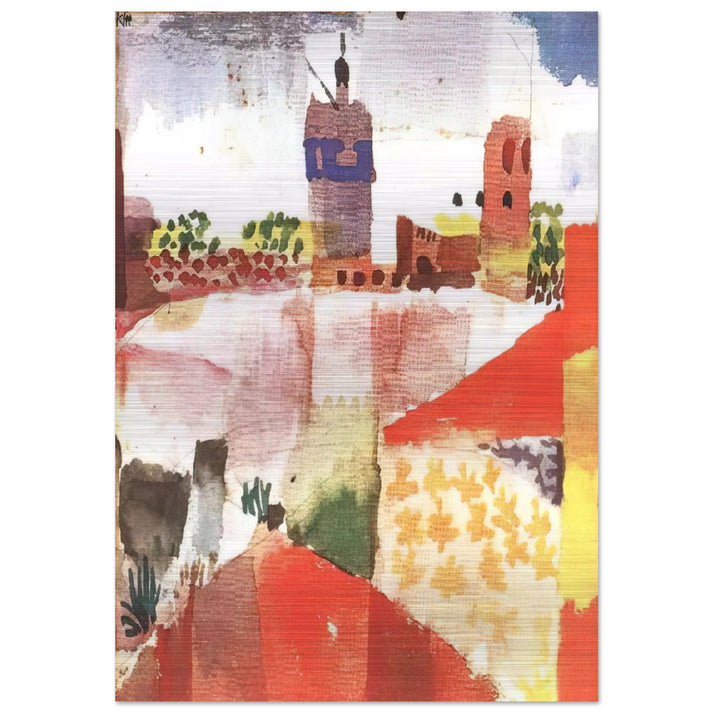 HAMMAMET WITH MOSQUE 1914 - Paul Klee Brushed Aluminum Print - 70x100 cm / 28x40 inches | Paul Klee Aluminum Print | Paul Klee Prints
