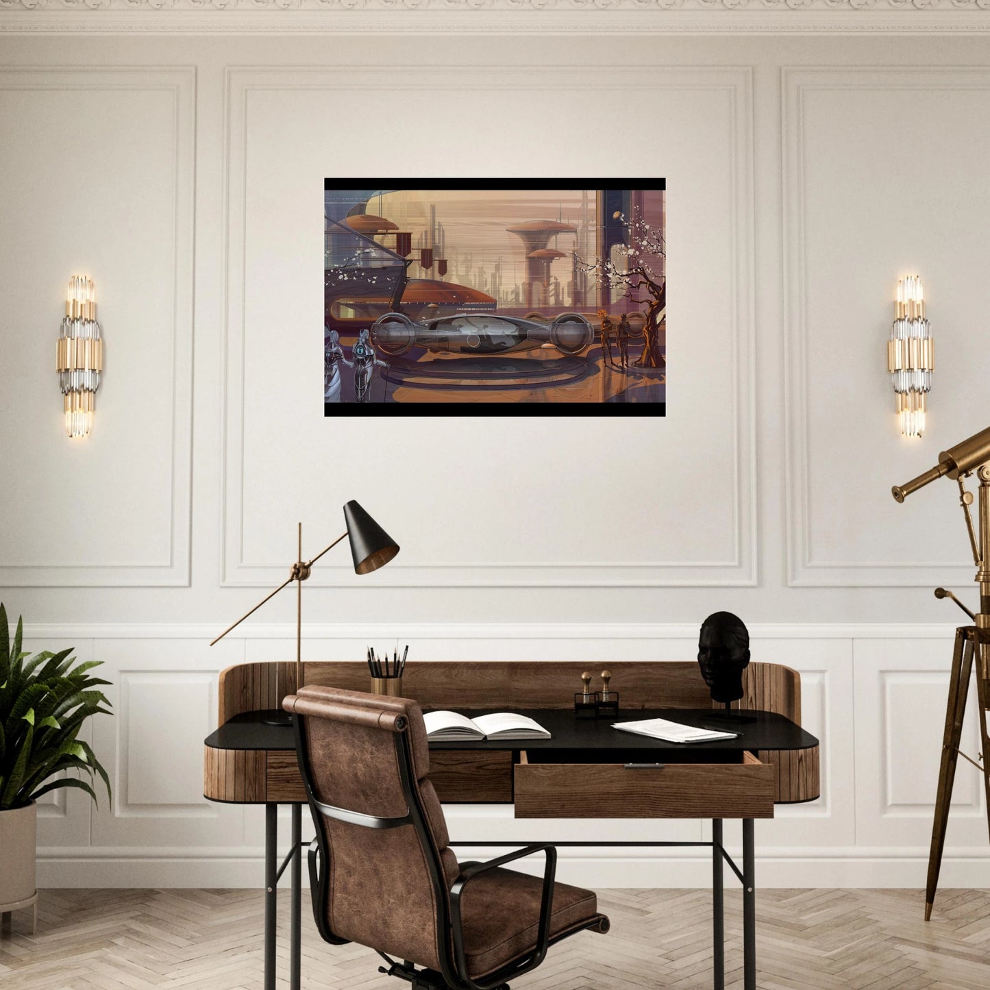 Syd Mead - Syd Mead Brushed Aluminum Print - 70x100 cm / 28x40 inches | Syd Mead Aluminum Print | Syd Mead Prints