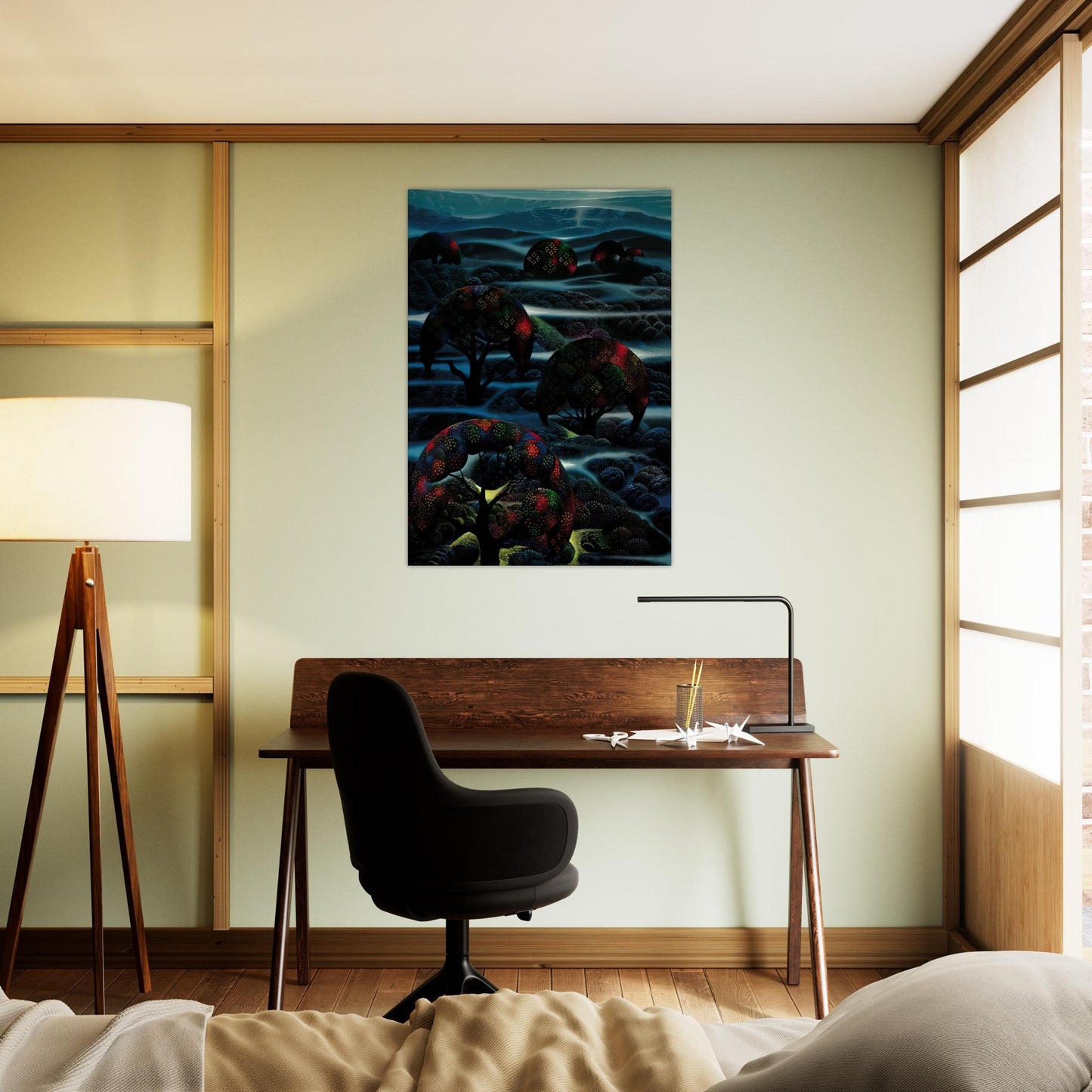 Garden of Dreams - Eyvind Earle Brushed Aluminum Print - 70x100 cm / 28x40 inches | Eyvind Earle Aluminum Print | Eyvind Earle Prints
