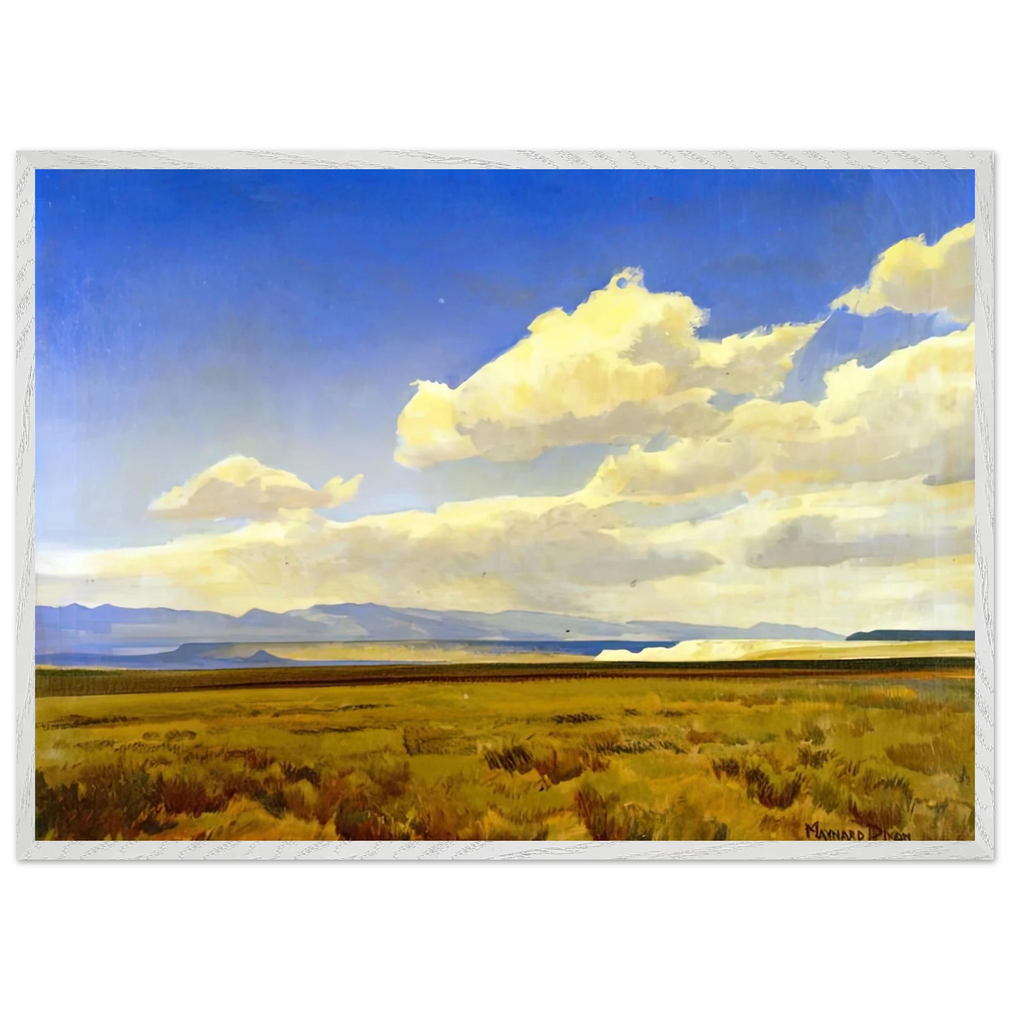 Maynard Dixon - WIND OF WYOMING 1936 Wall art - 60x80 cm / 24x32 inches - Premium Wooden Framed Poster With Fine Art Paper-canvas - White frame