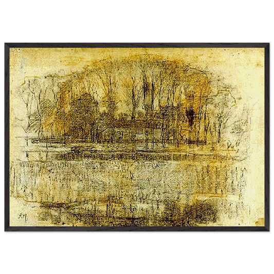 Geinrust Farm Compositional Study - Piet Mondrian 70x100 cm / 28x40 inches Framed Art Print – Black Wooden Frame