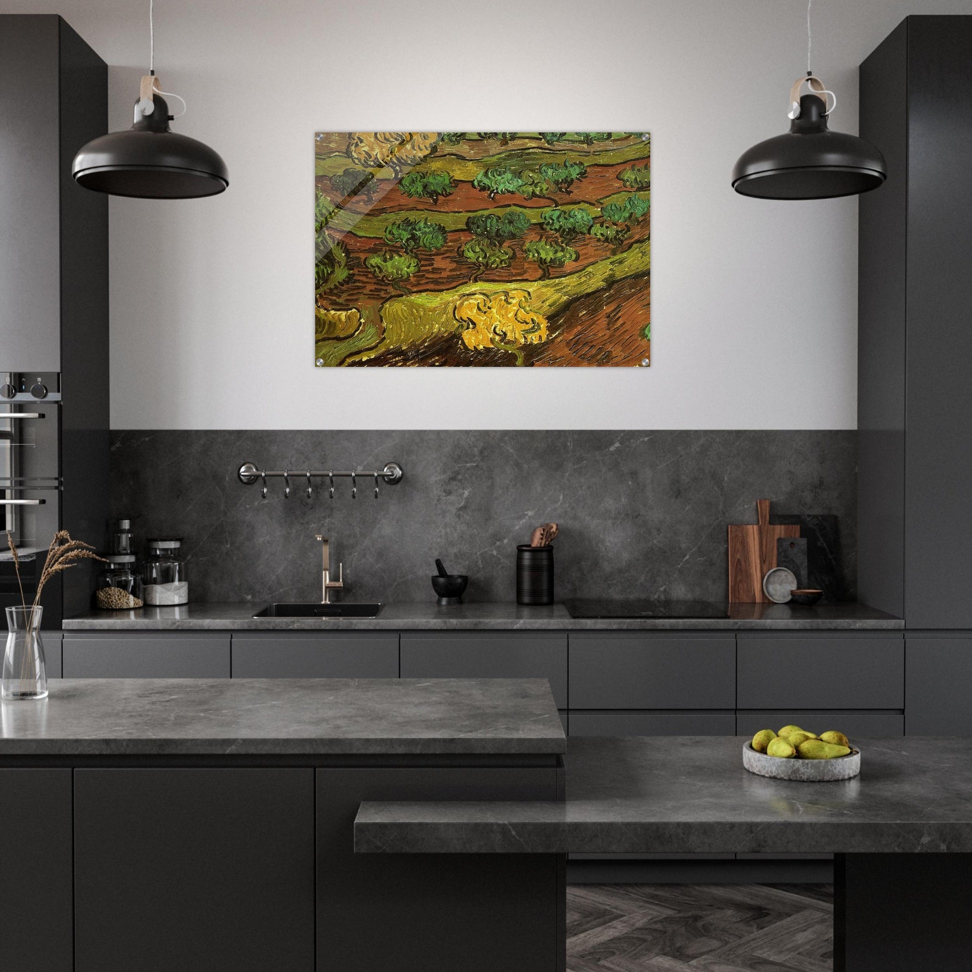 Olive Trees against a Slope of a Hill - Vincent van Gogh Acrylic Print - 70x100 cm / 28x40″ inches | Vincent van Gogh Wall Art | Vincent van Gogh Prints