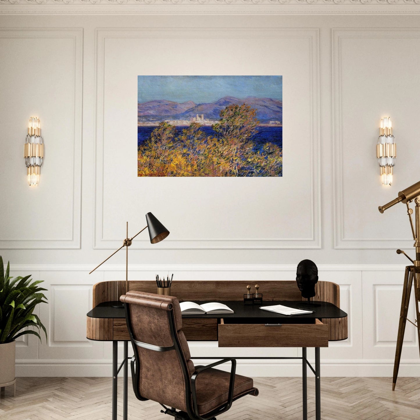 Antibes Seen from the Cape, Mistral Wind - claude monet Brushed Aluminum Print - 70x100 cm / 28x40 inches | claude monet Aluminum Print | claude monet Prints