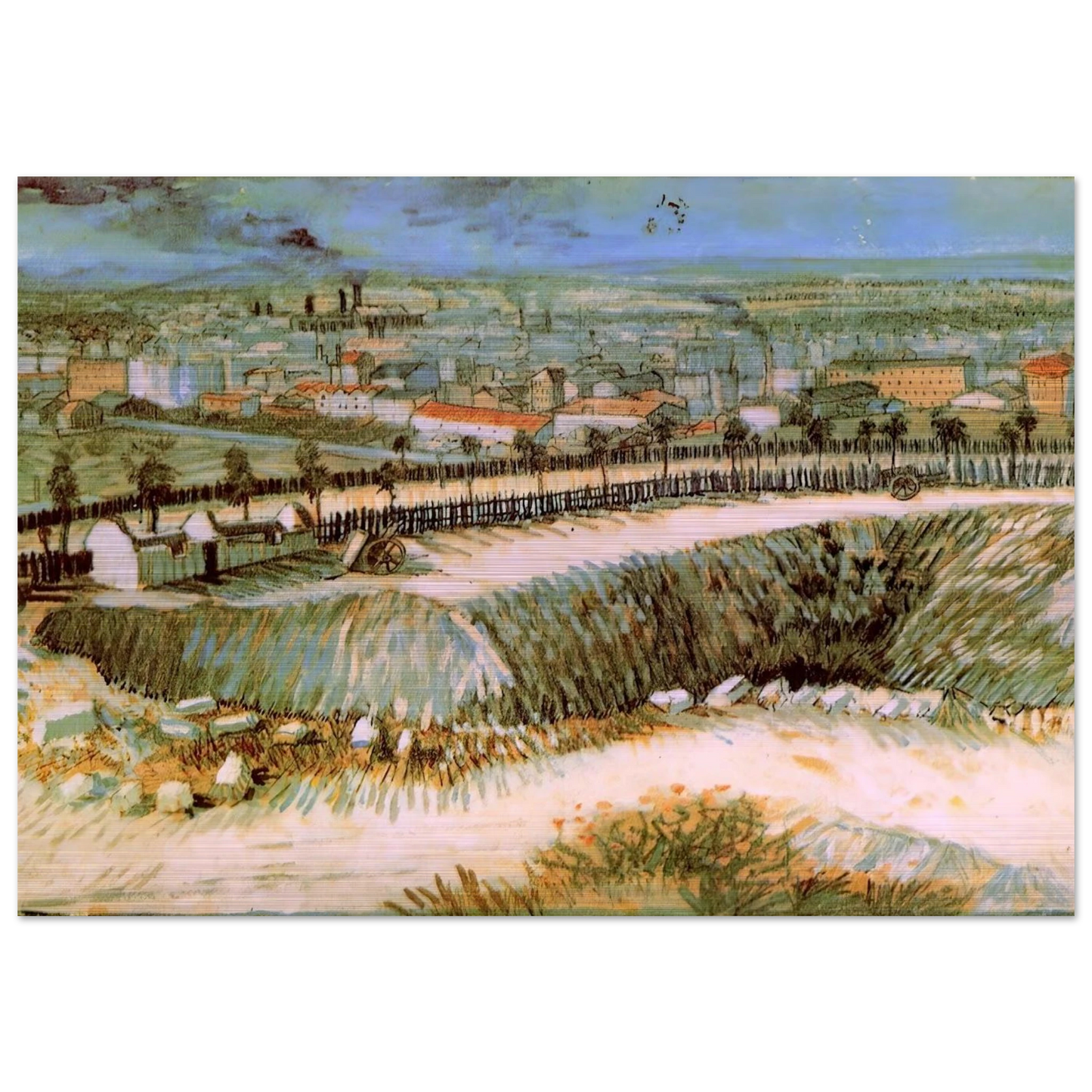 Outskirts of Paris near Montmartre - Vincent van Gogh Brushed Aluminum Print - 70x100 cm / 28x40 inches | Vincent van Gogh Aluminum Print | Vincent van Gogh Prints