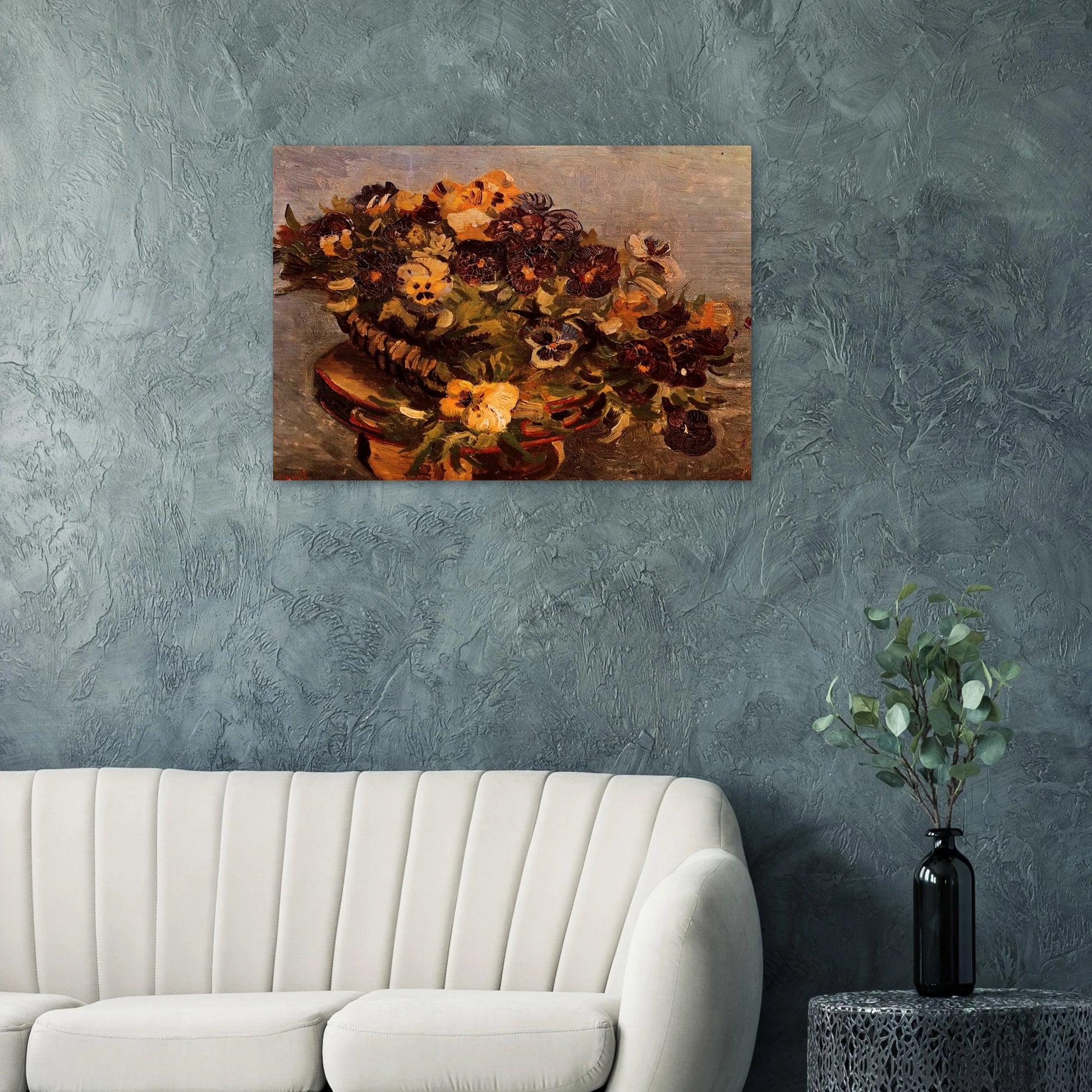 Tambourine with Pansies - Vincent van Gogh Brushed Aluminum Print - 70x100 cm / 28x40 inches | Vincent van Gogh Aluminum Print | Vincent van Gogh Prints