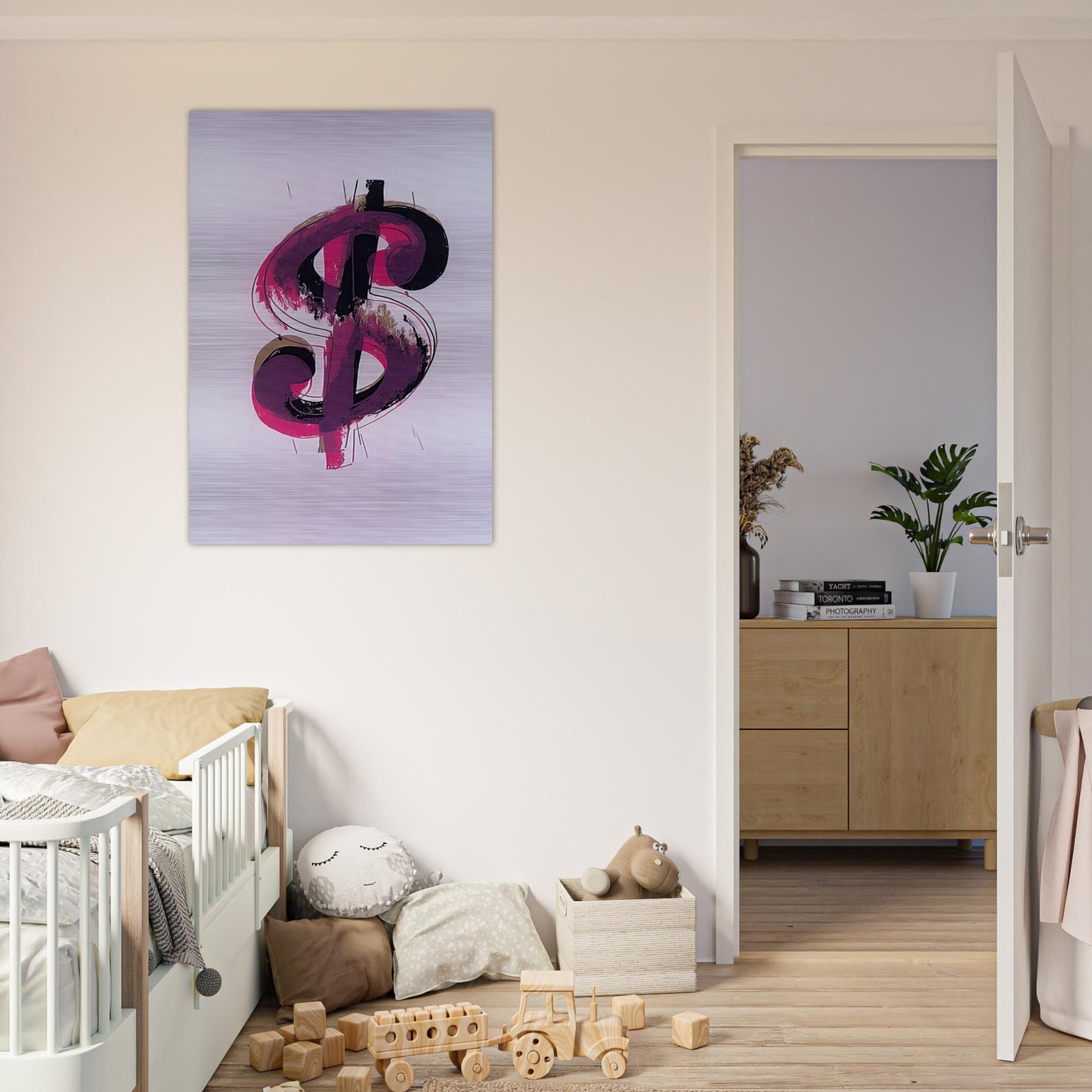 Paper Dollar - Andy Warhol Brushed Aluminum Print - 70x100 cm / 28x40 inches | Andy Warhol Aluminum Print | Andy Warhol Prints