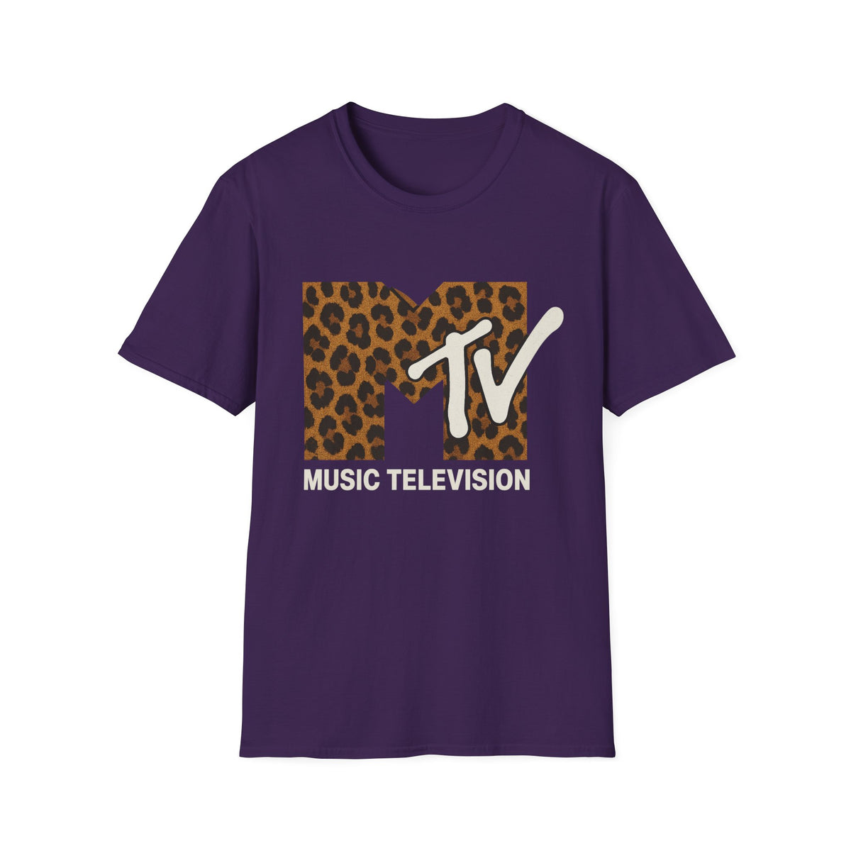 Vintage MTV T-Shirt mit Leopardenmuster, Retro-Musik- und Fernseh-Look der 80er und 90er Jahre, Unisex-Rock-Shirt mit Tiermotiv