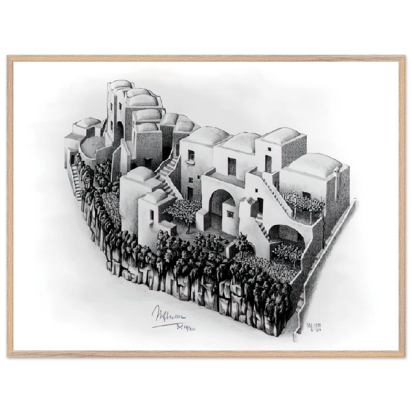 MC Escher - ESCHER (24) Wall Art - 21x29.7 cm / 8x12" - Premium Wooden Framed Poster With Fine Art Paper-canvas - White frame