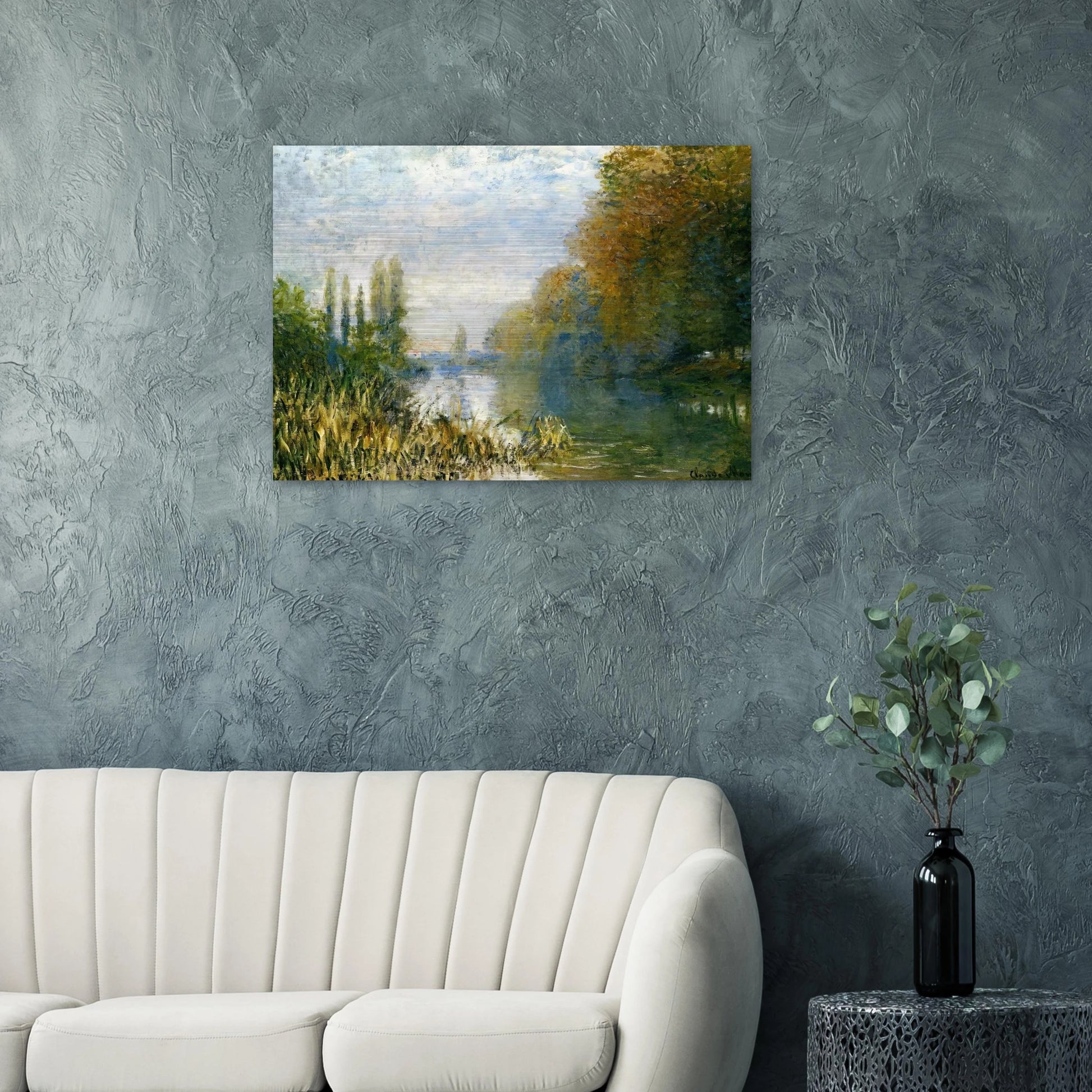 The Banks of The Seine in Autumn - claude monet Brushed Aluminum Print - 70x100 cm / 28x40 inches | claude monet Aluminum Print | claude monet Prints