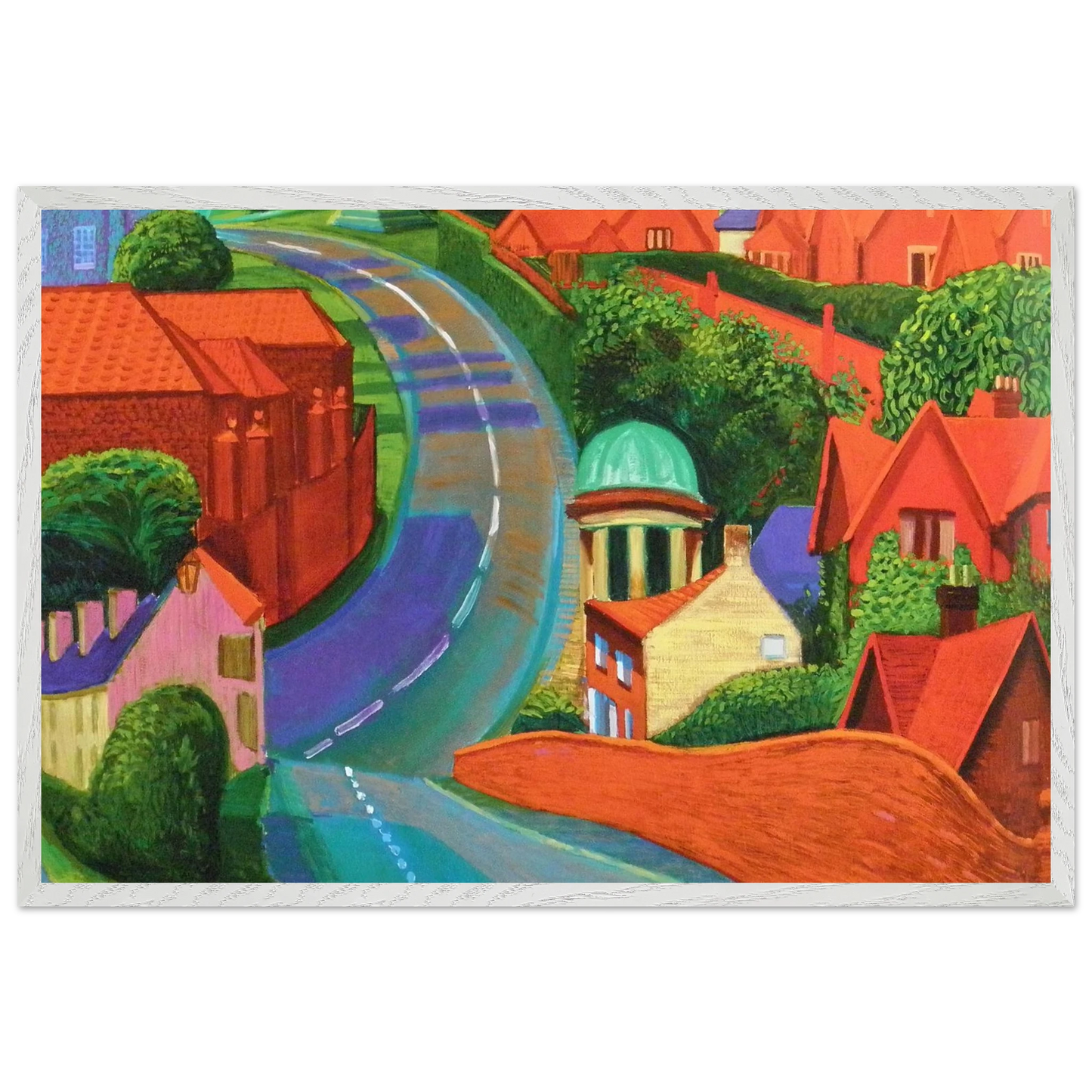 David Hockney - The Road to York Through Sledmere - 30x45 cm / 12x18 inches - Premium Wooden Framed Poster With Fine Art Paper-canvas - Wood frame