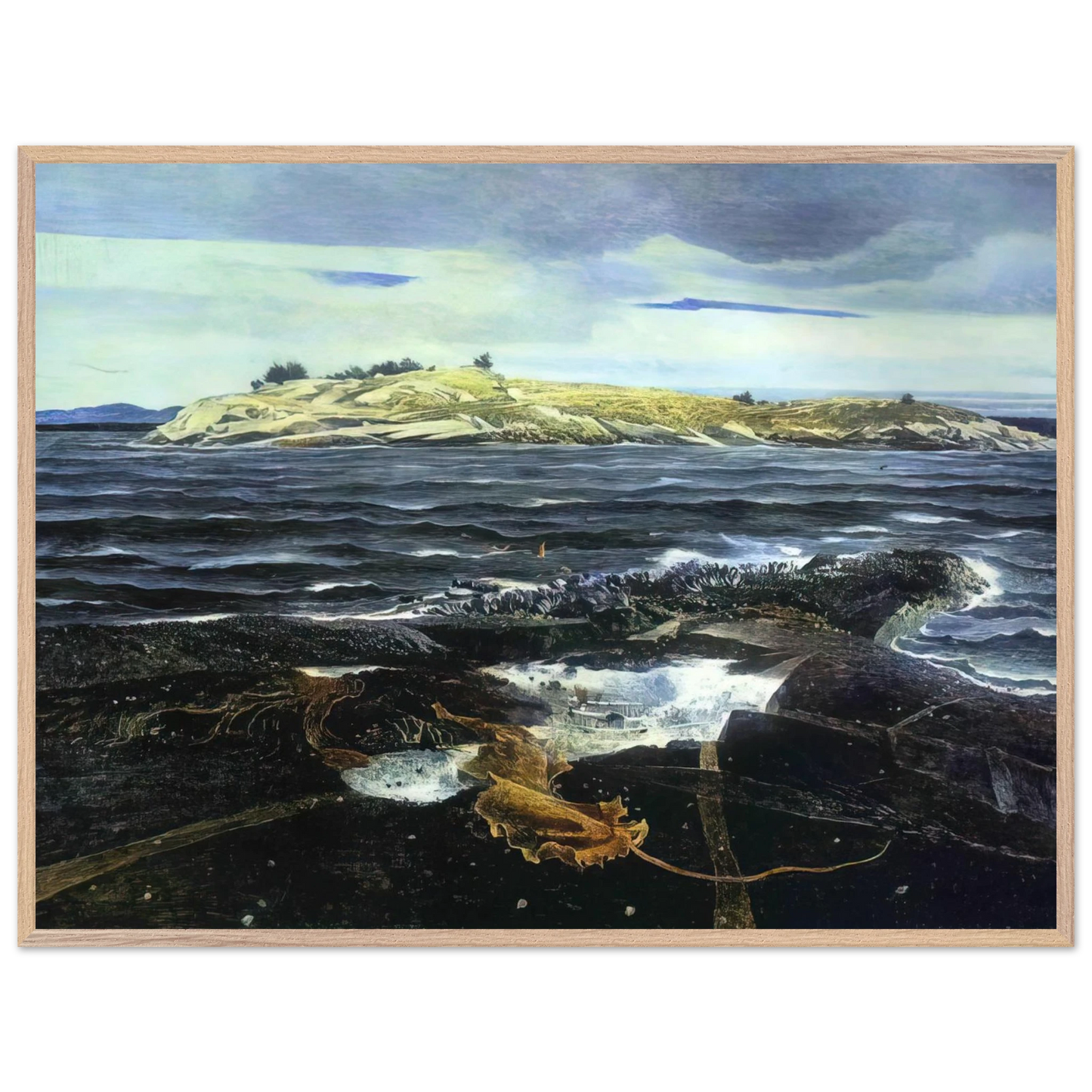 Andrew Wyeth - LITTLE CALDWELLS ISLAND Wall Art - 30x40 cm / 12x16 inches - Premium Wooden Framed Poster With Fine Art Paper-canvas - Wood frame