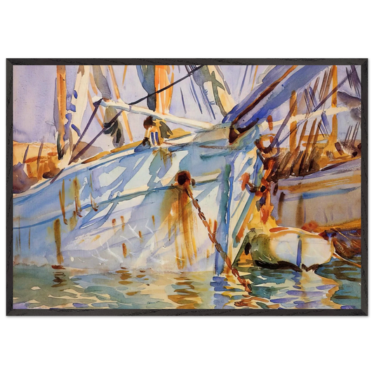 In a Levantine Port - John Singer Sargent 70x100 cm / 28x40 inches Framed Art Print – Black Wooden Frame
