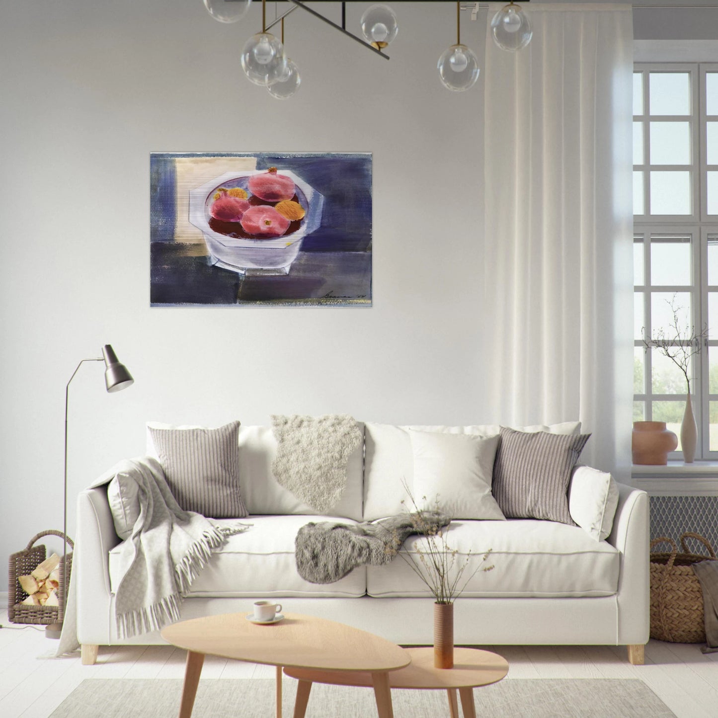 Still Life with Bowl of Pomegranates - 1964 - Morris Graves Brushed Aluminum Print - 70x100 cm / 28x40 inches | Morris Graves Aluminum Print | Morris Graves Prints