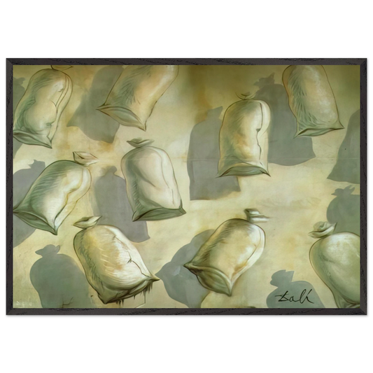 SET DESIGN FOR THE BALLET LOS SACOS DEL MOLINERO 2 - Salvador Dali 70x100 cm / 28x40 inches Framed Art Print – Black Wooden Frame