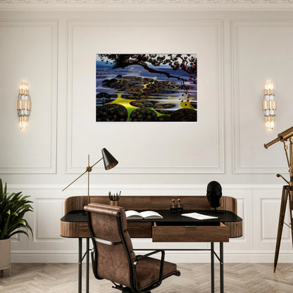 Mystic Mountain - Eyvind Earle Brushed Aluminum Print - 70x100 cm / 28x40 inches | Eyvind Earle Aluminum Print | Eyvind Earle Prints