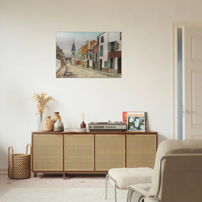 RUE JEAN DURAND ET LEGLISE STAINS SEINE SAINT DENIS 1940 - Maurice Utrillo Brushed Aluminum Print - 70x100 cm / 28x40 inches | Maurice Utrillo Aluminum Print | Maurice Utrillo Prints