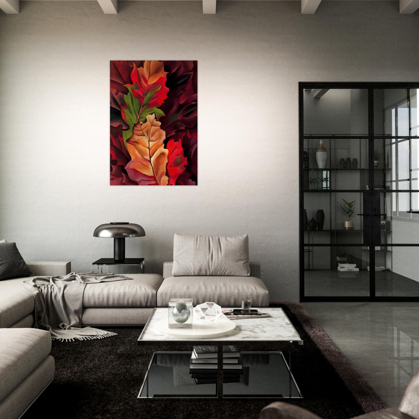 Autumn Leaves - Lake George, N.Y. - Georgia O'Keeffe Brushed Aluminum Print - 70x100 cm / 28x40 inches | Georgia O'Keeffe Aluminum Print | Georgia O'Keeffe Prints