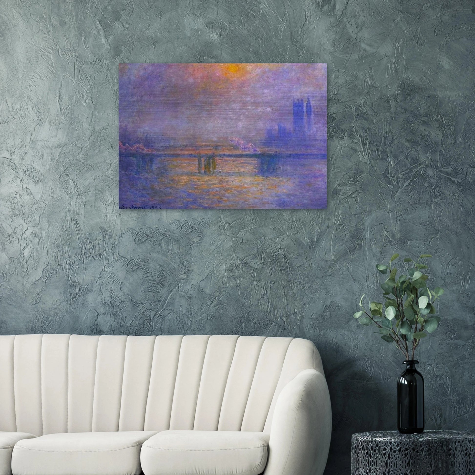 Charing Cross Bridge, The Thames 02 - claude monet Brushed Aluminum Print - 70x100 cm / 28x40 inches | claude monet Aluminum Print | claude monet Prints