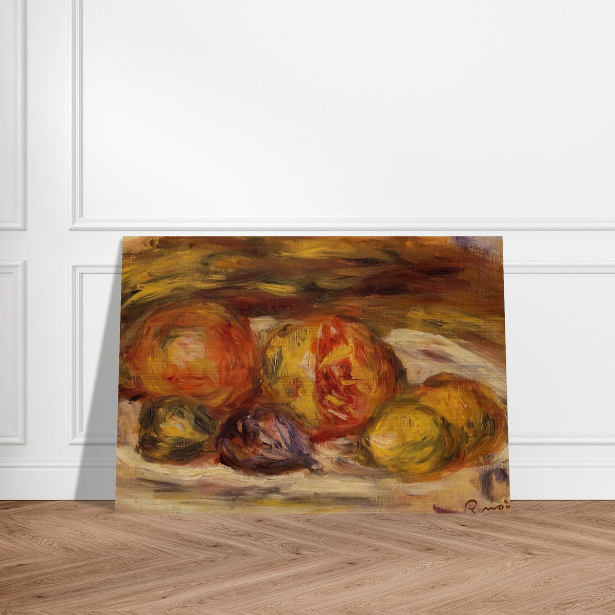 Still Life Pomegranate, Figs and Apples - Pierre-Auguste Renoir Brushed Aluminum Print - 70x100 cm / 28x40 inches | Pierre-Auguste Renoir Aluminum Print | Pierre-Auguste Renoir Prints