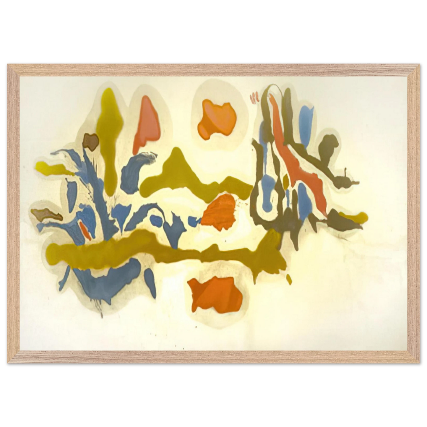 Helen Frankenthaler - Seascape with Dunes - 1962 Wall art - A2 (42 x 59.4  cm) - Premium Wooden Framed Poster With Fine Art Paper-canvas - White frame