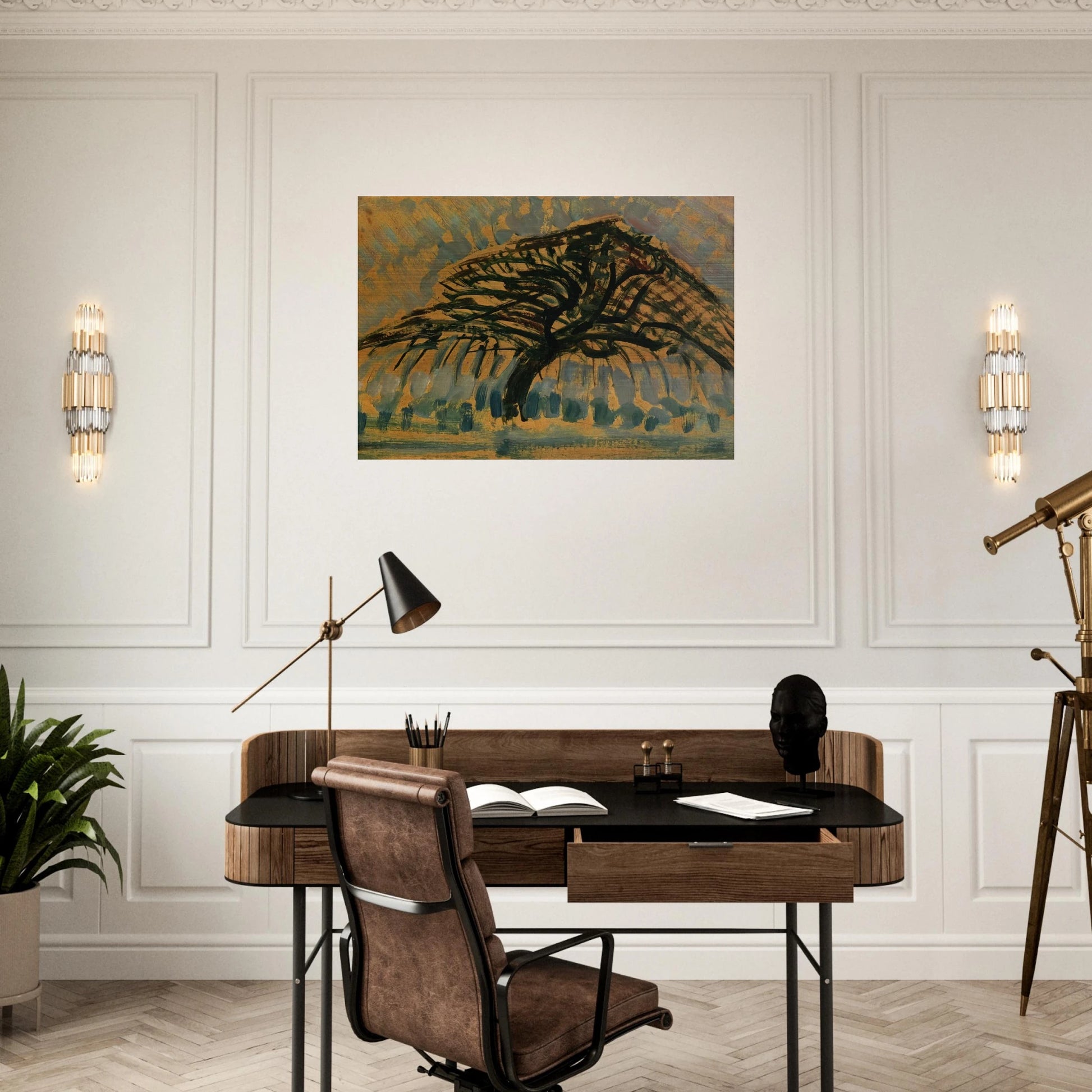 Study for Blue Apple Tree Series - Piet Mondrian Brushed Aluminum Print - 70x100 cm / 28x40 inches | Piet Mondrian Aluminum Print | Piet Mondrian Prints