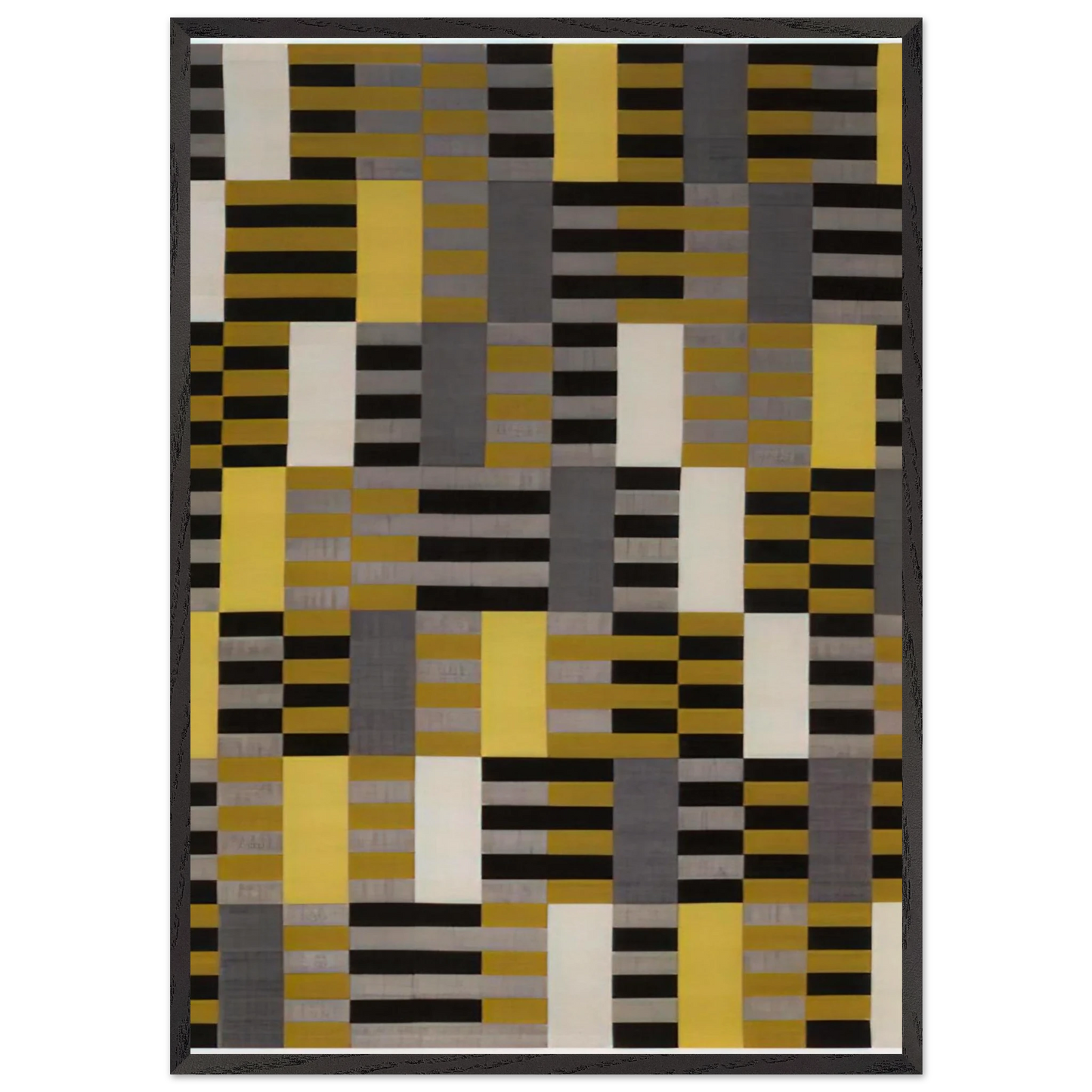 BLACK WHITE YELLOW 1926 - Anni Albers 70x100 cm / 28x40 inches Framed Art Print – Black Wooden Frame