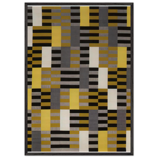 BLACK WHITE YELLOW 1926 - Anni Albers 70x100 cm / 28x40 inches Framed Art Print – Black Wooden Frame