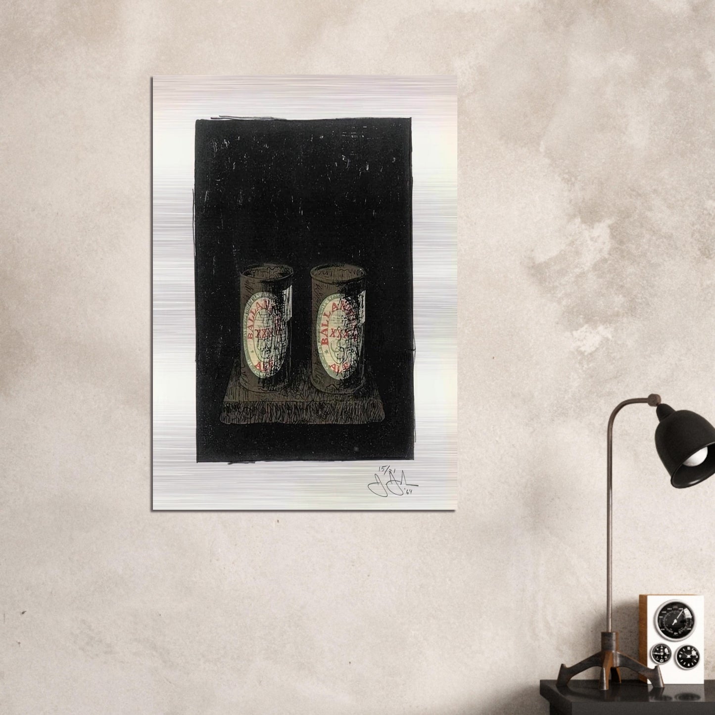 ALE CANS 1964 1 - Jasper Johns Brushed Aluminum Print - 70x100 cm / 28x40 inches | Jasper Johns Aluminum Print | Jasper Johns Prints