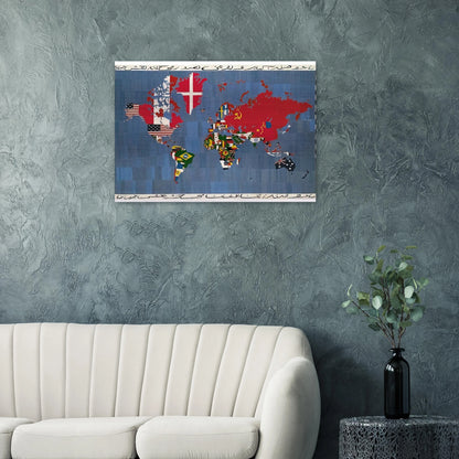 MAPPA 1978 - Alighiero Boetti Brushed Aluminum Print - 70x100 cm / 28x40 inches | Alighiero Boetti Aluminum Print | Alighiero Boetti Prints