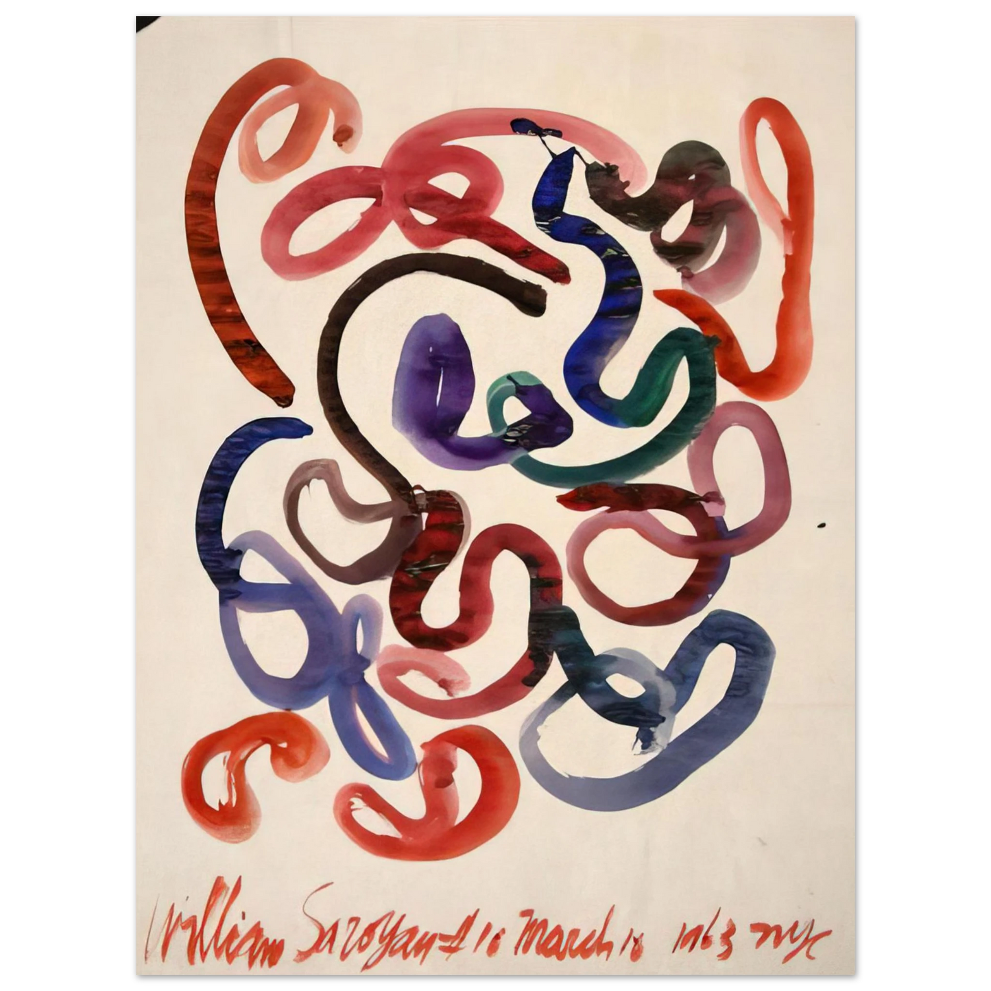 William Saroyan - #10 March 10, 1963 NYC - 1963  75x100 cm / 30x40inches Fine Art Poster