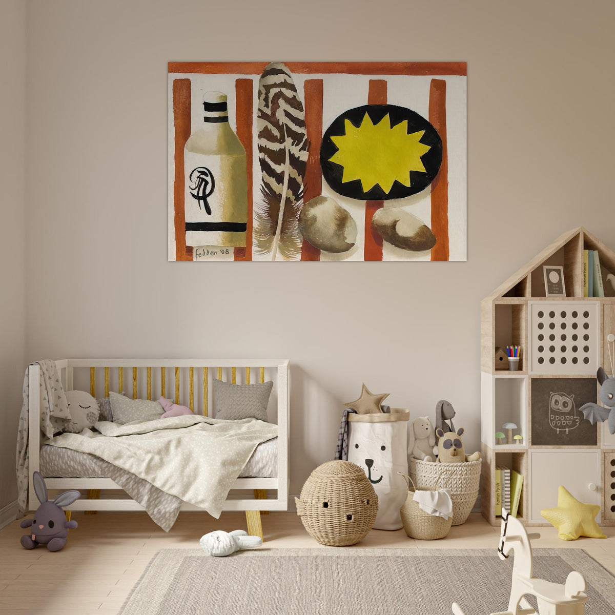 Feather and two stones - 2008 - Mary Fedden Art Prints - 100x150 cm / 40x60″ inches | Mary Fedden Poster | Mary Fedden Prints