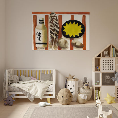 Feather and two stones - 2008 - Mary Fedden Art Prints - 100x150 cm / 40x60″ inches | Mary Fedden Poster | Mary Fedden Prints