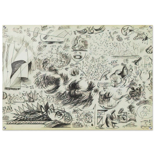 SHEET OF STUDIES 1941 - Jackson Pollock Acrylic Print - 70x100 cm / 28x40″ inches
