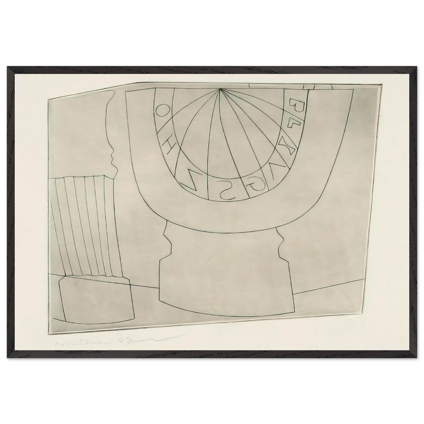 Turkish sundial  column - 1967 - Ben Nicholson 70x100 cm / 28x40 inches Framed Art Print – Black Wooden Frame