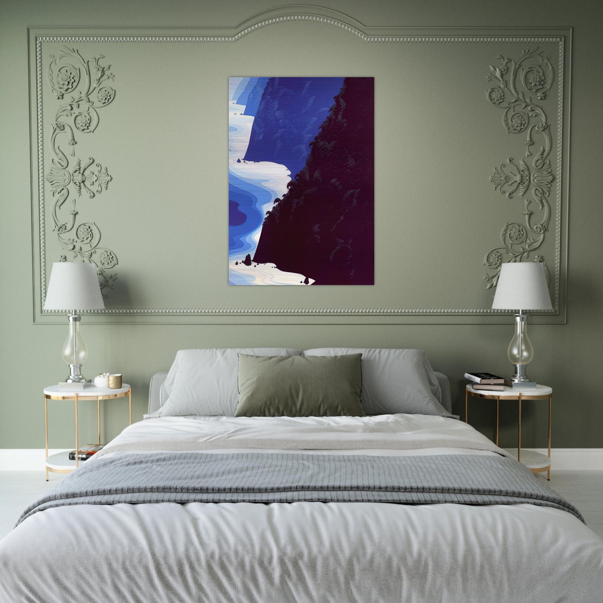 Blue Big Sur - Eyvind Earle Brushed Aluminum Print - 70x100 cm / 28x40 inches | Eyvind Earle Aluminum Print | Eyvind Earle Prints