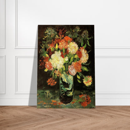 Vase with Carnations - Vincent van Gogh Brushed Aluminum Print - 70x100 cm / 28x40 inches | Vincent van Gogh Aluminum Print | Vincent van Gogh Prints