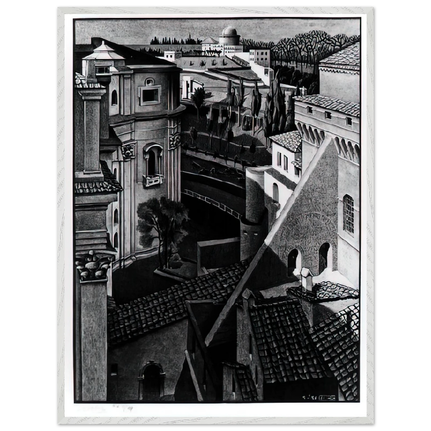 MC Escher - BERWEEN ST PETER AND SISTINE CHAPEL MARCH 1936 1936 Wall Art - 30x40 cm / 12x16 inches - Fine Art Poster-canvas - -