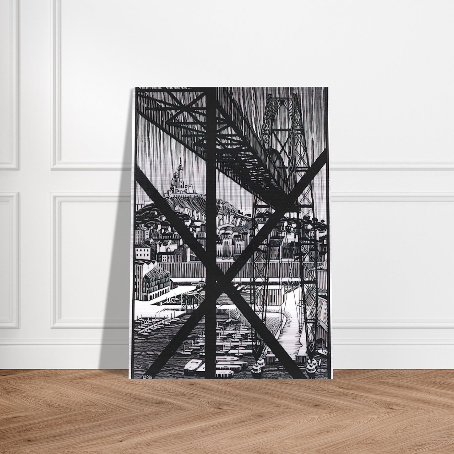 MARCEILLES DECEMBER 1936 1936 - MC Escher Brushed Aluminum Print - 70x100 cm / 28x40 inches | MC Escher Aluminum Print | MC Escher Prints