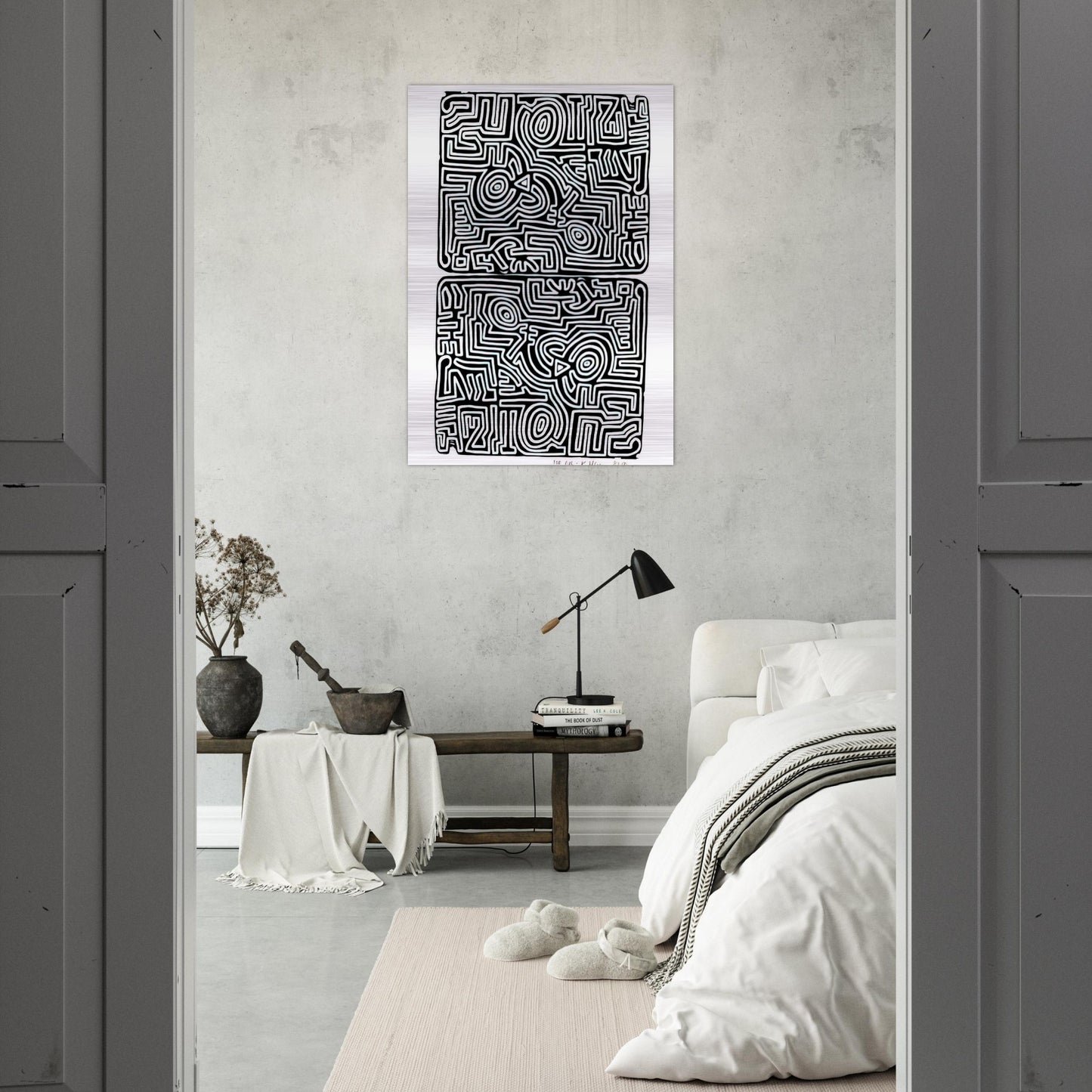 LABYRINTH 1989 - Keith Haring Brushed Aluminum Print - 70x100 cm / 28x40 inches | Keith Haring Aluminum Print | Keith Haring Prints