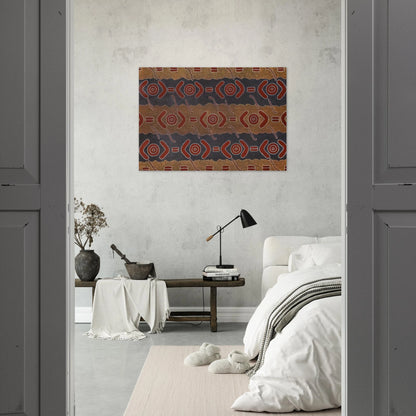 Men's Dreaming - Native Art - Clifford Possum Tjapaltjarri Brushed Aluminum Print - 70x100 cm / 28x40 inches | Clifford Possum Tjapaltjarri Aluminum Print | Clifford Possum Tjapaltjarri Prints