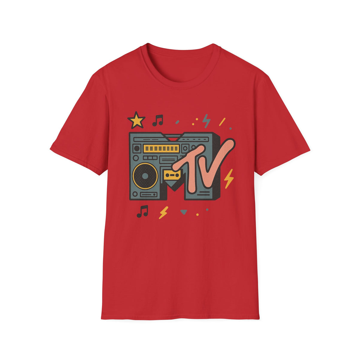 Retro MTV Vintage Leopardenmuster Musikfernsehen Grafik T-Shirt 80er 90er Throwback Unisex Band Shirt Animal Print Rock Style T-Shirt