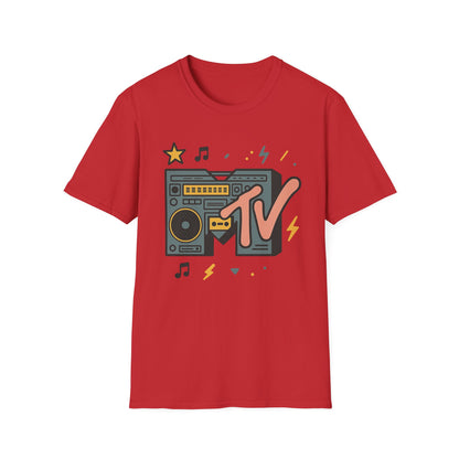 Retro MTV Vintage Leopardenmuster Musikfernsehen Grafik T-Shirt 80er 90er Throwback Unisex Band Shirt Animal Print Rock Style T-Shirt