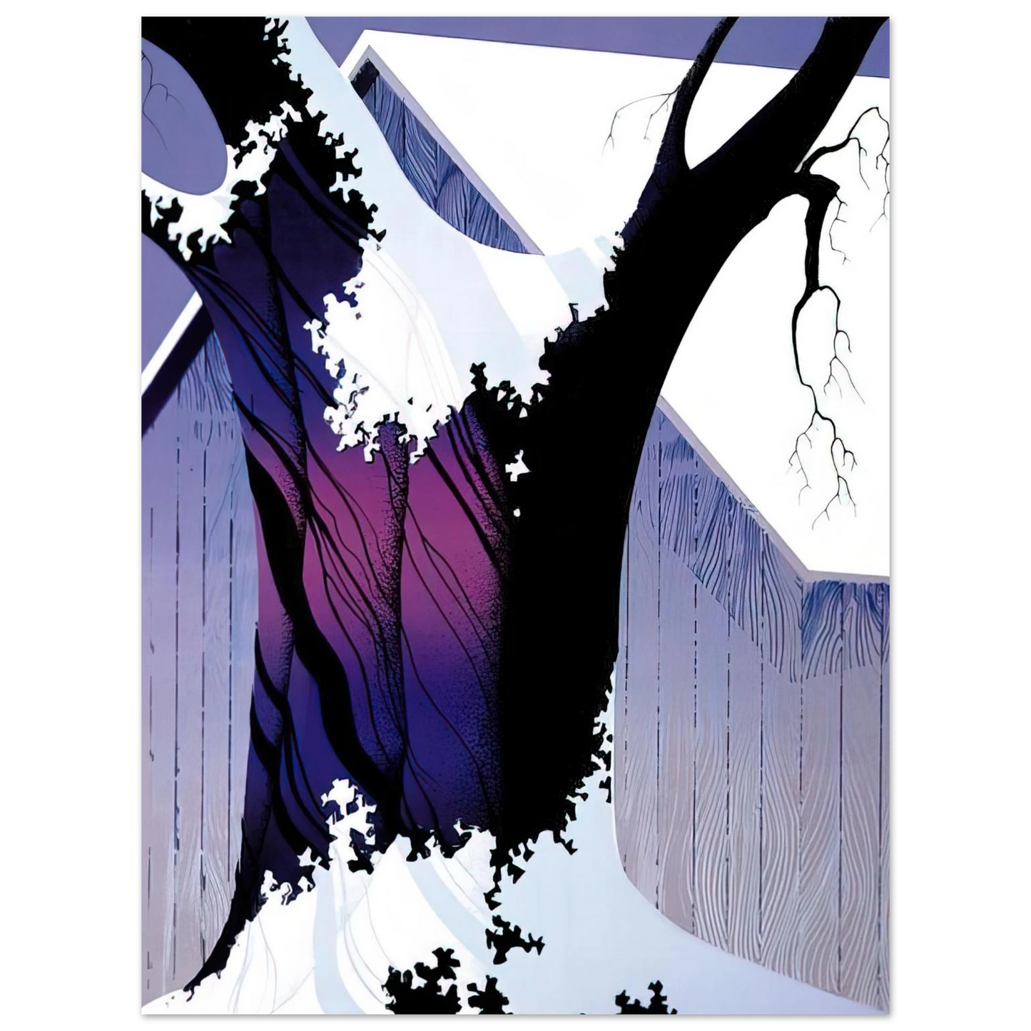 Eyvind Earle - Violet Tree and Barn  75x100 cm / 30x40inches Fine Art Poster