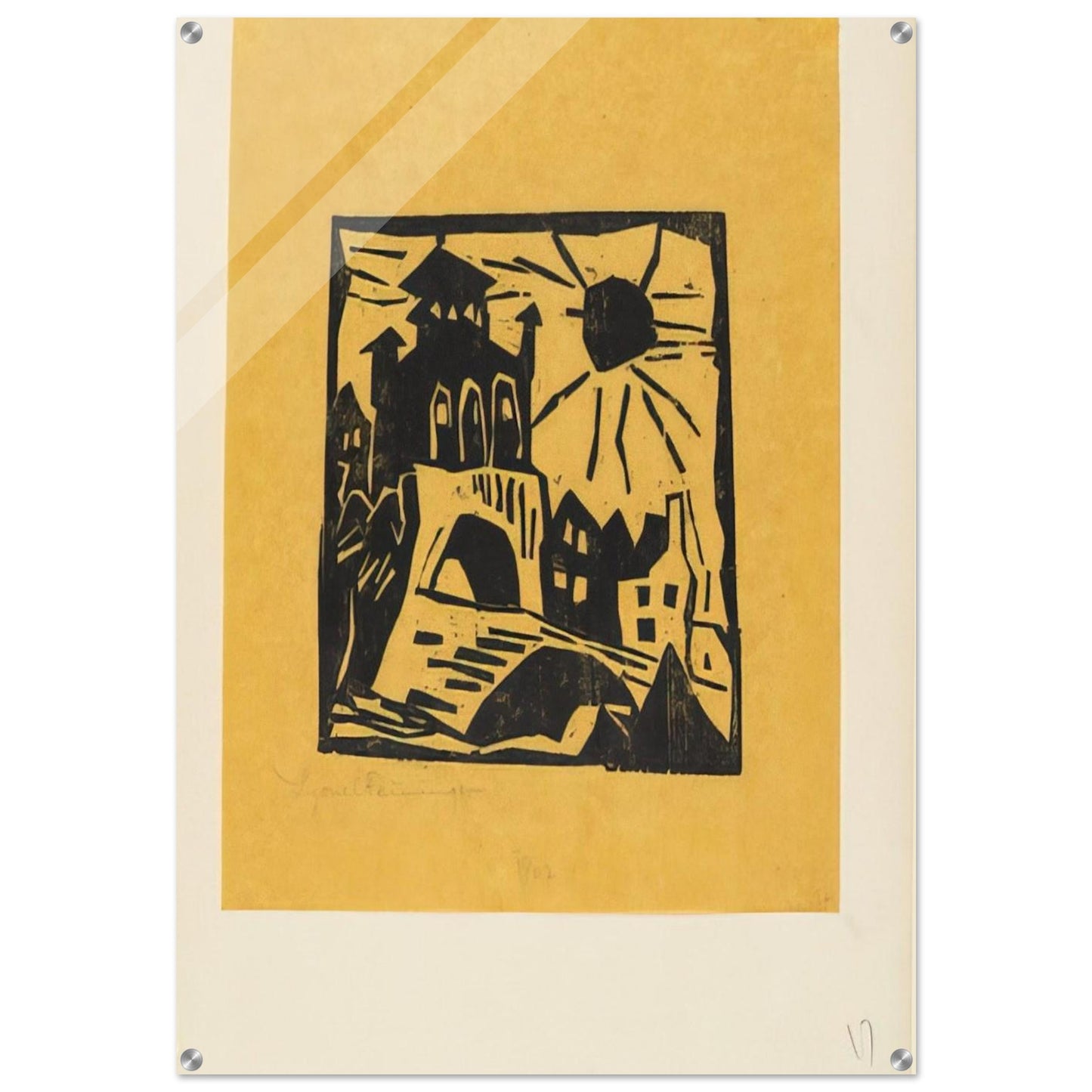 TOWN GATE RIBNITZ DAS TOR RIBNITZ 1918 - Lyonel Feininger Acrylic Print - 70x100 cm / 28x40″ inches