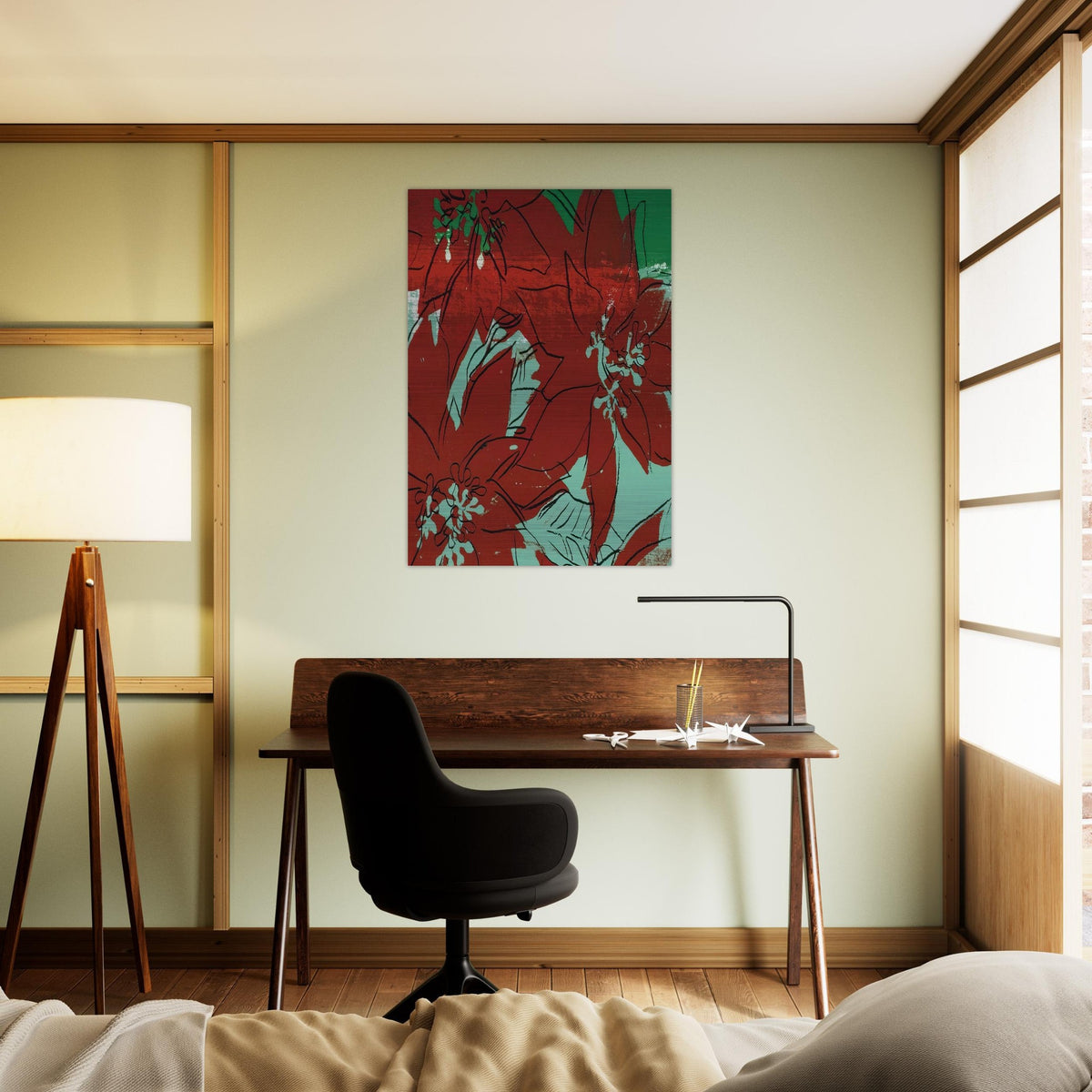 Poinsettias - Andy Warhol Brushed Aluminum Print - 70x100 cm / 28x40 inches | Andy Warhol Aluminum Print | Andy Warhol Prints